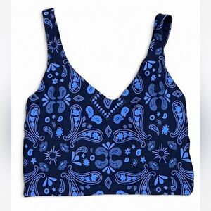 Offline by Aerie Blue Paisley Print Padded Sports Bra